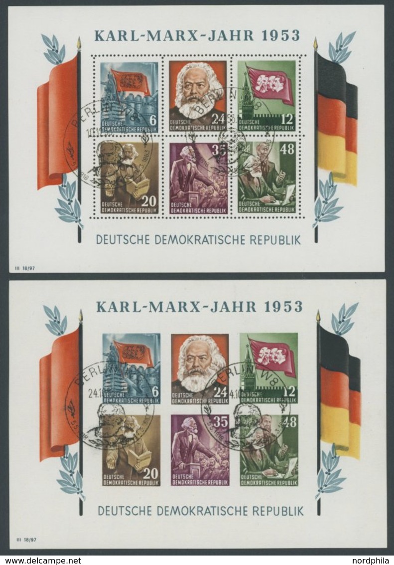 DDR Bl. 8/9A/BYI O, 1953, Marx-Blocks (4), Alle Mit Wz. 2YI, Ersttags-Sonderstempel, Pracht, Gepr. König, Mi. 600.- - Sonstige & Ohne Zuordnung