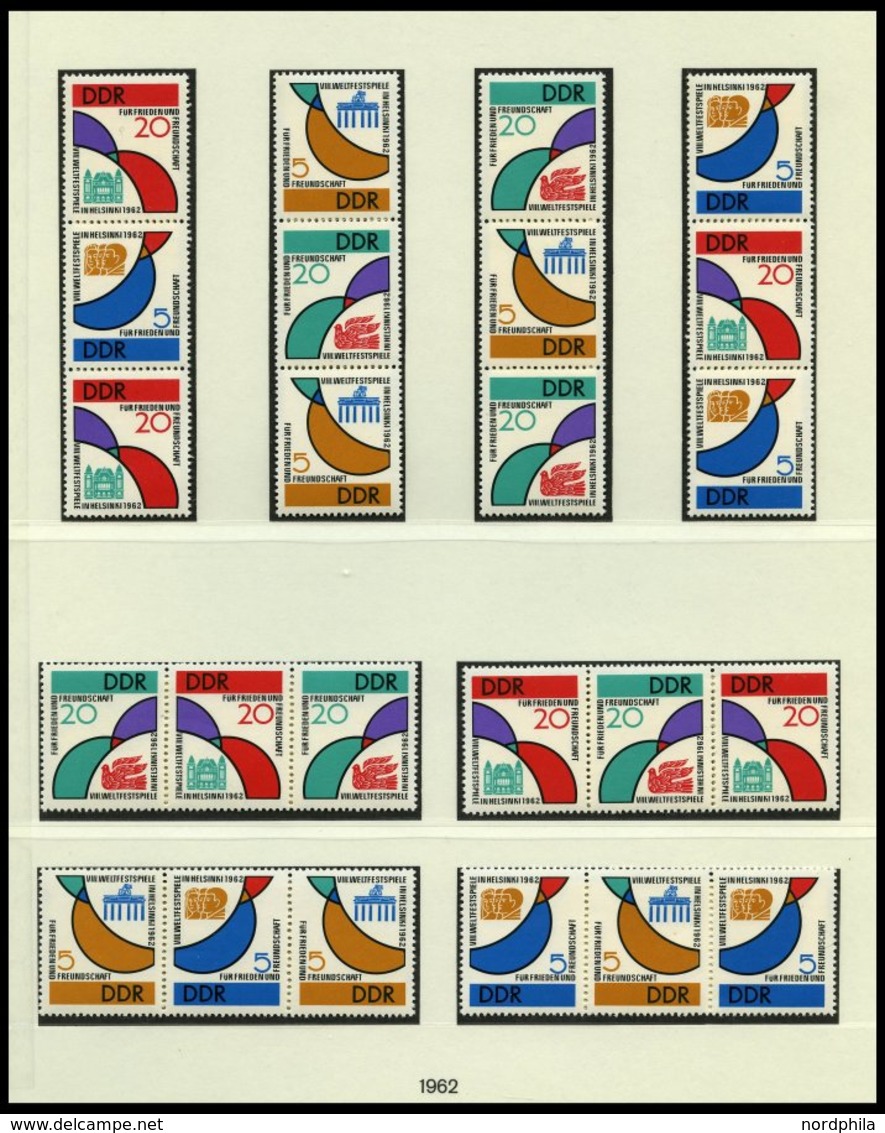 DDR 901-04 **, 1962, Weltfestspiele, Alle 16 Zusammendrucke Komplett (W Zd 34-41 Und S Zd 20-27), Pracht, Mi. 150.- - Sonstige & Ohne Zuordnung