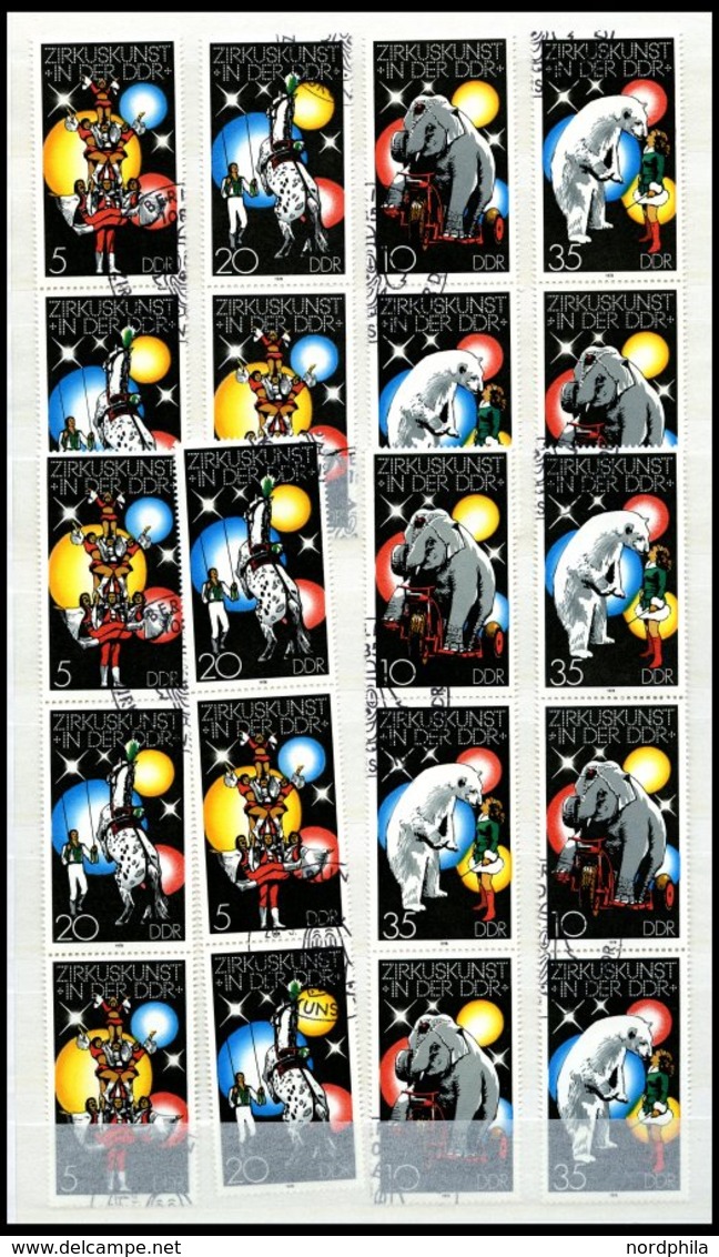 DDR 2364-67 O, 1978, Zirkus, Alle 16 Zusammendrucke Komplett (W Zd 394-401 Und S Zd 160-167), Pracht, Mi. 210.- - Sonstige & Ohne Zuordnung