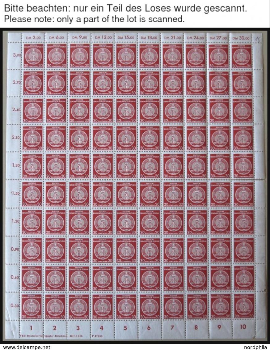 DIENSTMARKEN A D 34-39 **, 1957/8, 5 - 40 Pf., Wz. 3, 10 Bogen (100) Mit Verschiedenen Druckerei-Vermerken, U.a. Mit Nr. - Altri & Non Classificati