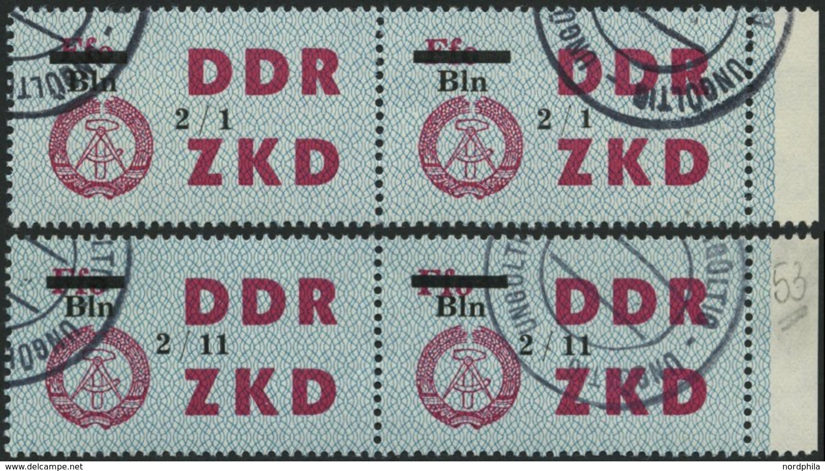 DIENSTMARKEN C D 46I,XI,PFI O, 1964, Laufkontrollzettel Volkseigener Betriebe (VVB), Schwarze Kontrollnummer 2/1 Und 2/1 - Sonstige & Ohne Zuordnung