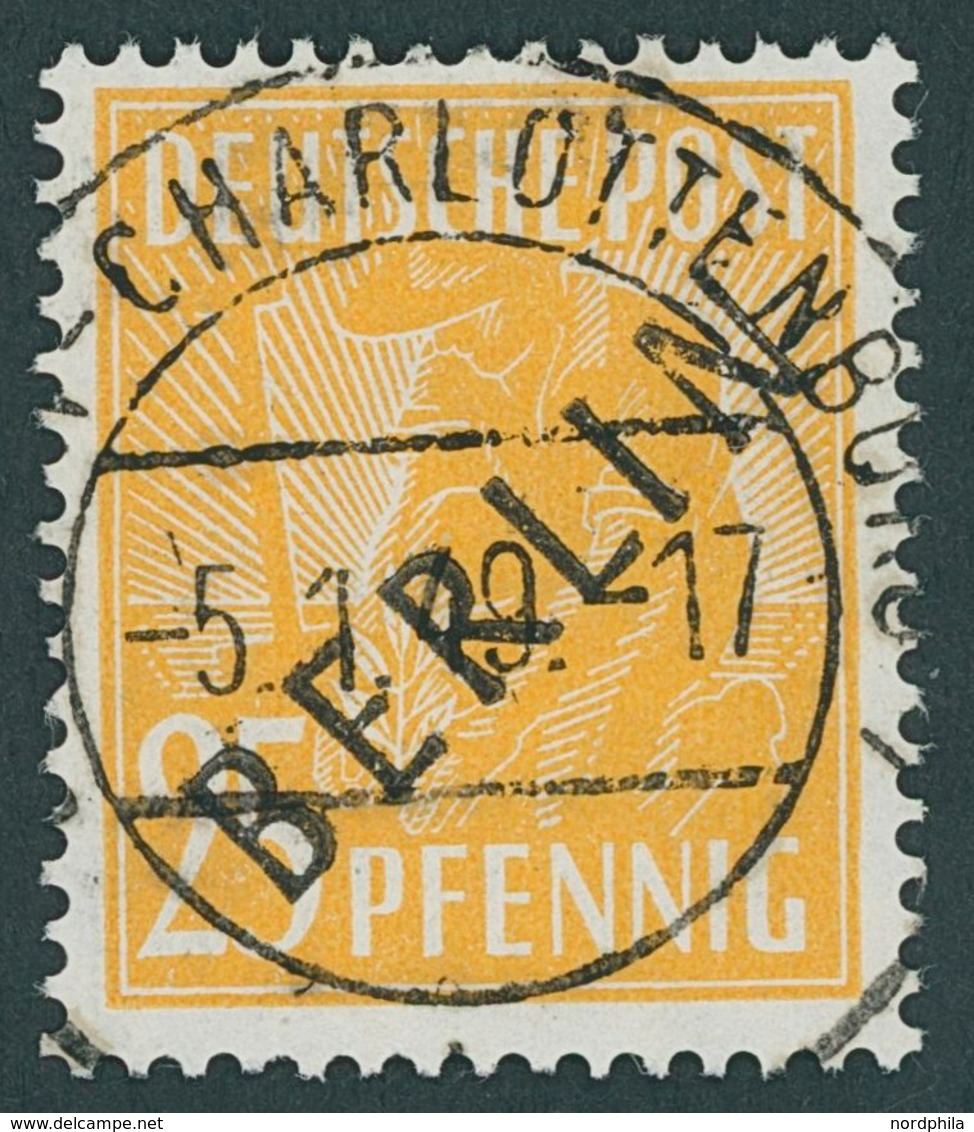 BERLIN 10 O, 1948, 25 Pf. Schwarzaufdruck, Pracht, Gepr. D. Schlegel, Mi. 60.- - Autres & Non Classés