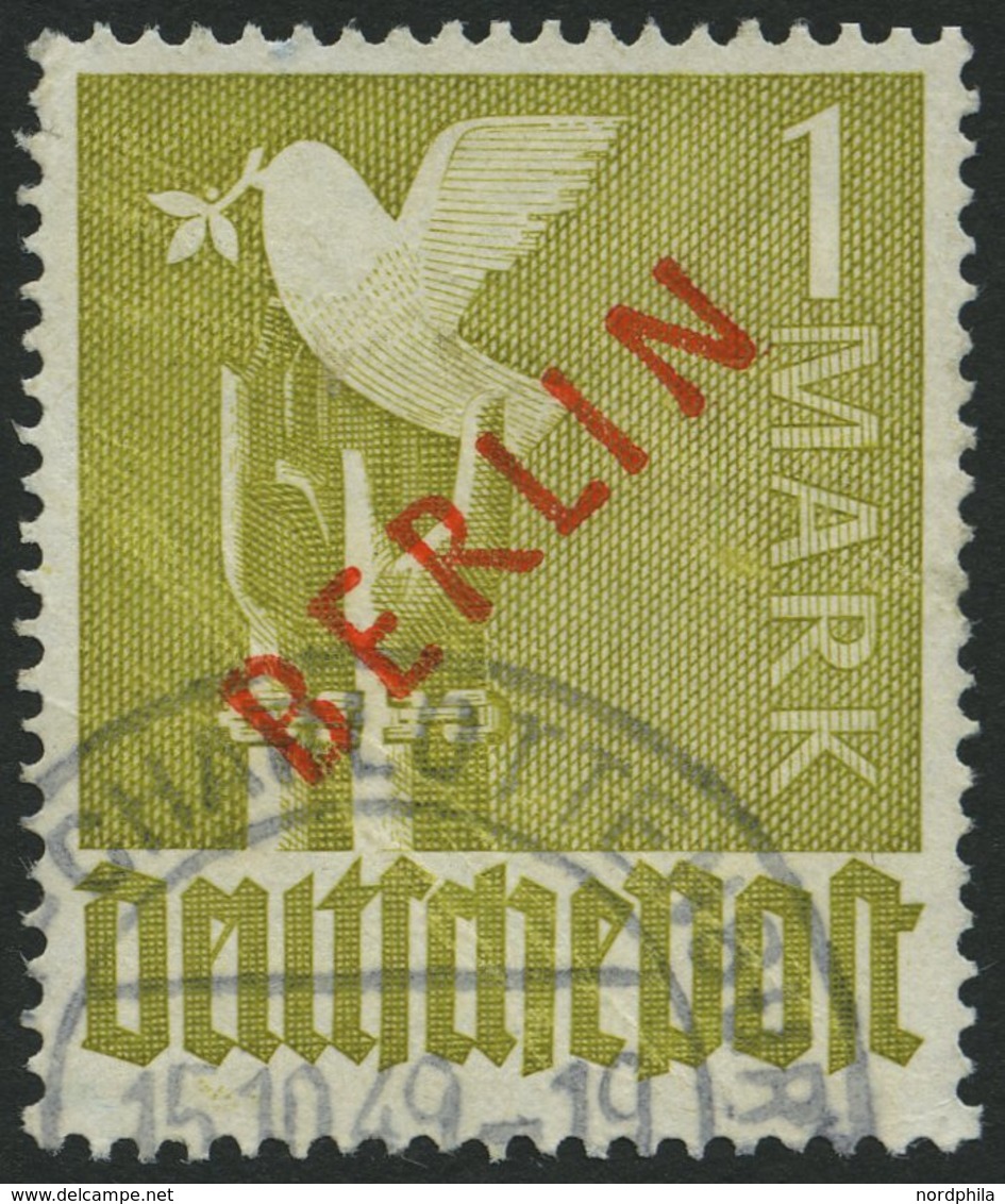 BERLIN 33 O, 1949, 1 M. Rotaufdruck, Feinst (Knitterspuren), Gepr. D. Schlegel, Mi. 550.- - Altri & Non Classificati