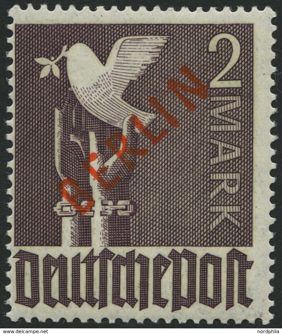 BERLIN 34 **, 1949, 2 M. Rotaufdruck, Normale Zähnung, Pracht, Gepr. U.a. H.D. Schlegel, Mi. 300.- - Sonstige & Ohne Zuordnung