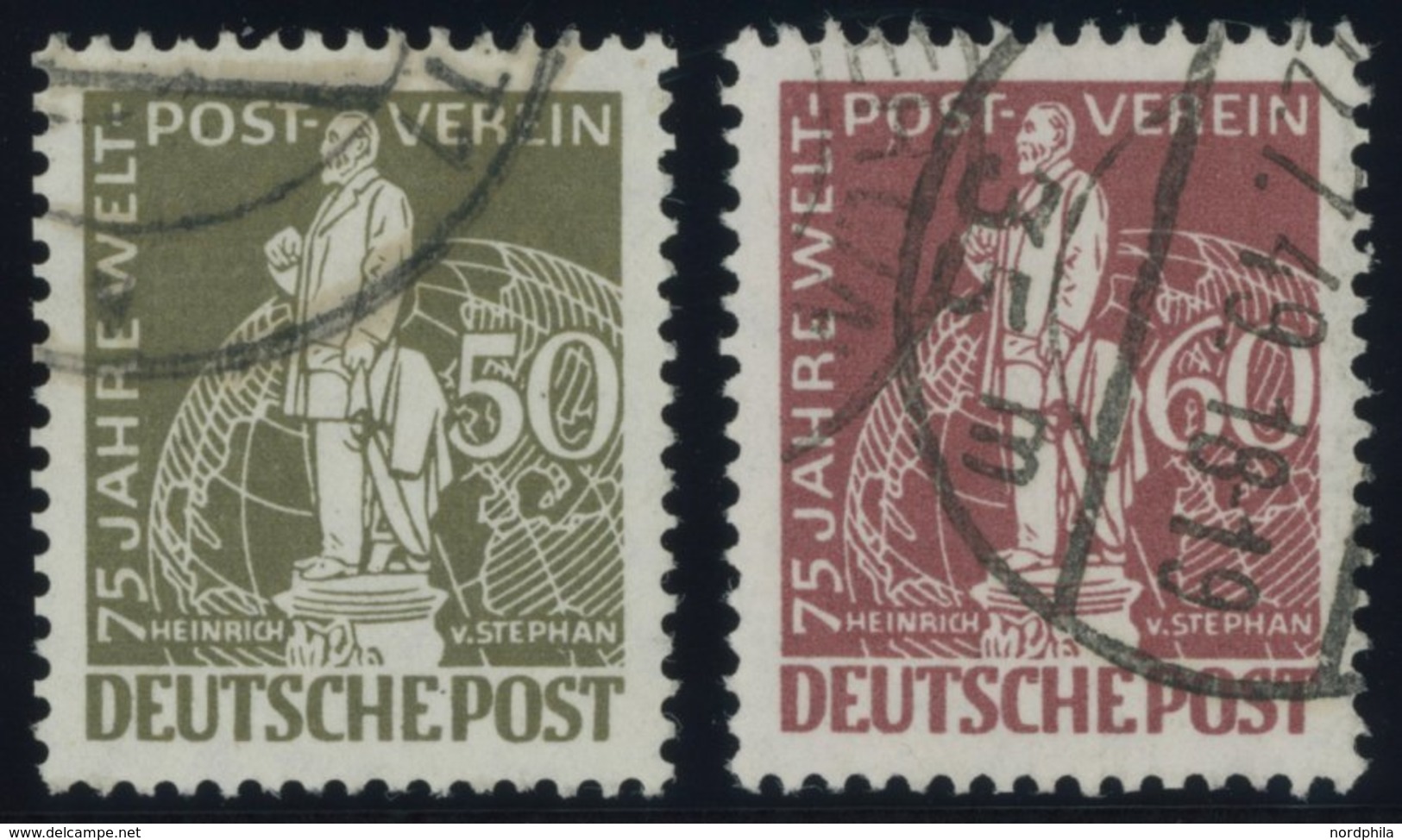 BERLIN 38/9 O, 1949, 50 Und 60 Pf. Stephan, 2 Prachtwerte, Mi. 90.- - Altri & Non Classificati