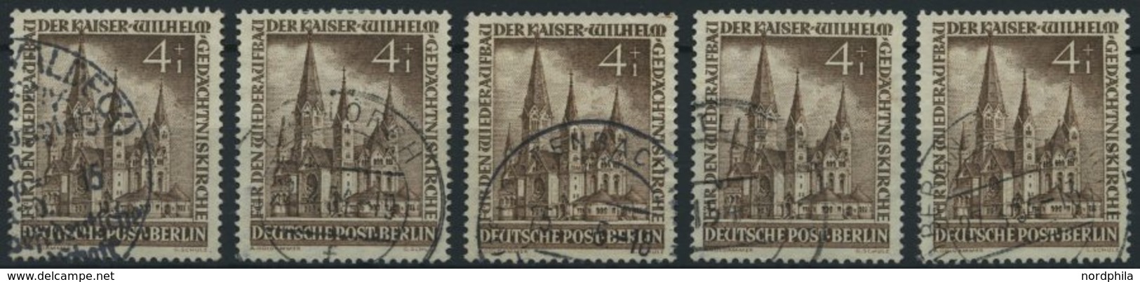 ENGROS 106 O, 1953, 4 Pf. Gedächtniskirche, 5 Prachtwerte, Gepr. D. Schlegel, Mi. 100.- - Sammlungen