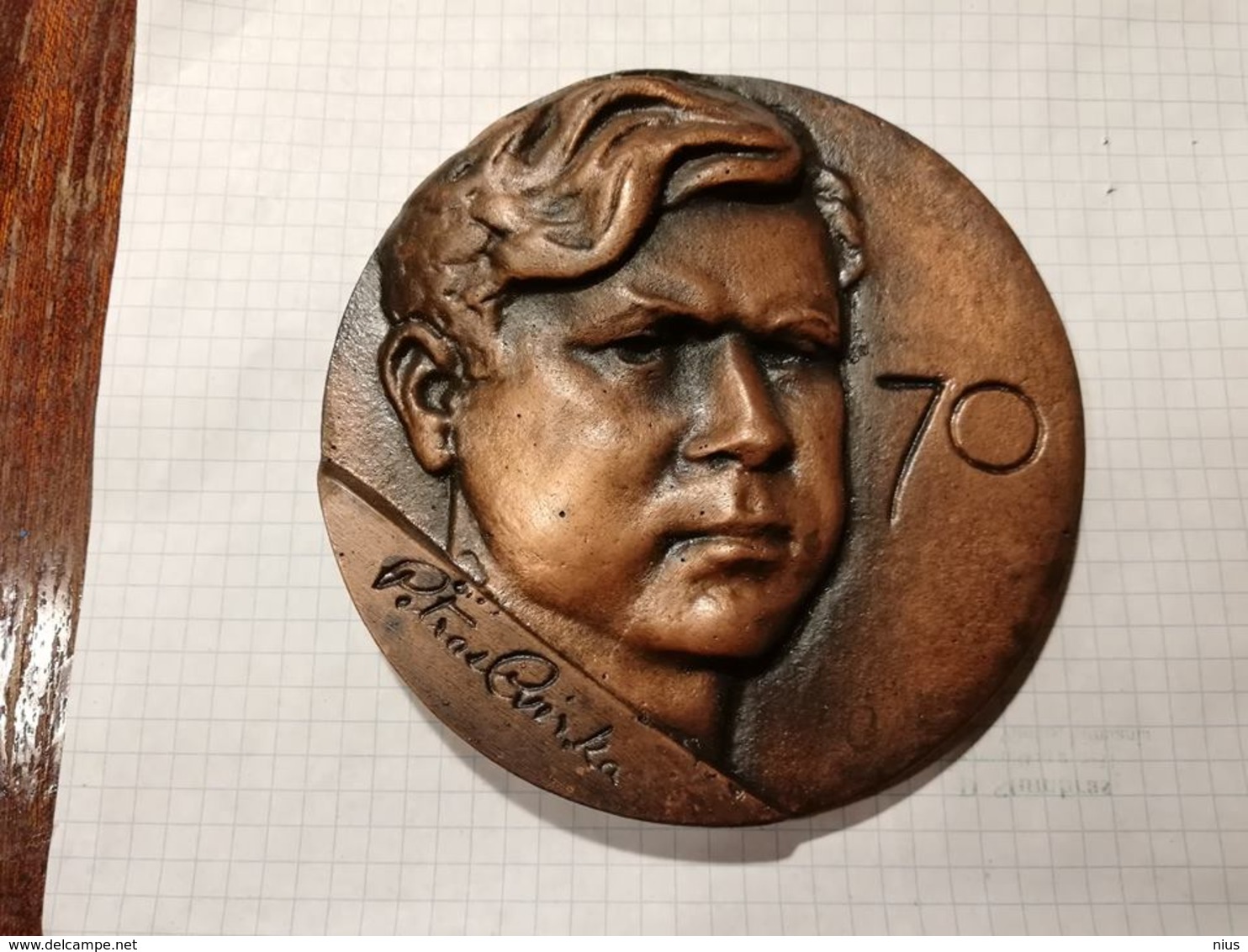 Lithuania USSR Petras Cvirka, Soviet Writer, Medal 12 Cm - Autres & Non Classés