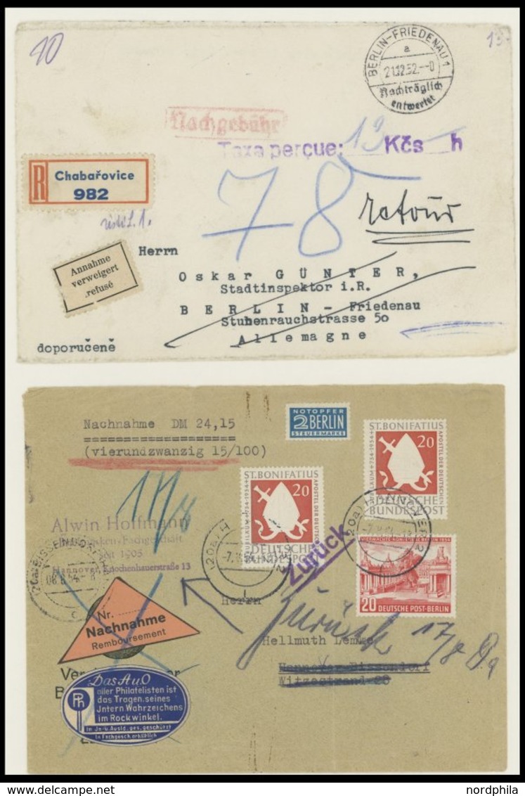1948/79, Irrläufer-Posten: 72 Verschiedene Belege Und 7 Briefstücke, Dabei Luftpost, Einschreiben, Eilboten, Nachgebühr, - Gebraucht