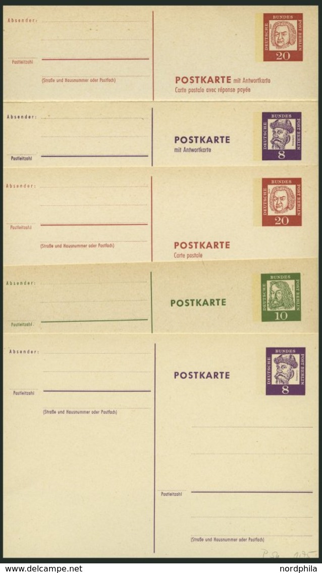 GANZSACHEN P 56-61 BRIEF, 1962, Bedeutende Deutsche In Grotesk, Komplett, Ungebraucht, 5 Prachtkarten, Mi. 81.25 - Sonstige & Ohne Zuordnung