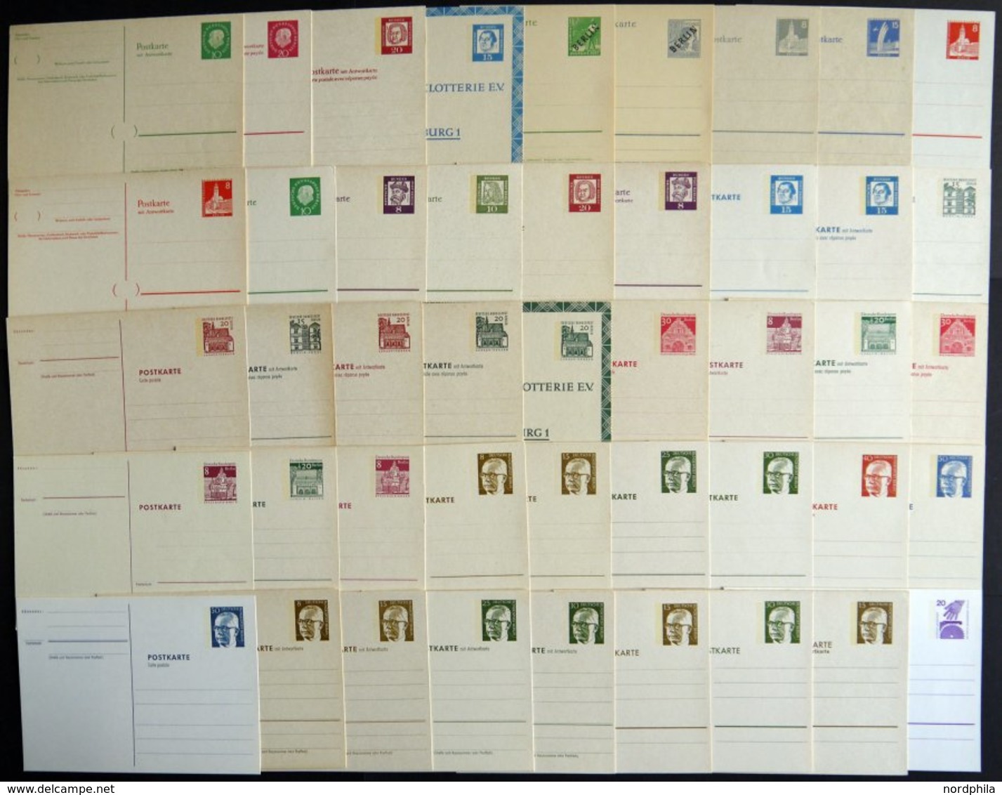 GANZSACHEN Aus P 1d-113 BRIEF, 1949-74, 58 Verschiedene Ungebrauchte Ganzsachenkarten, Fast Nur Prachterhaltung - Altri & Non Classificati