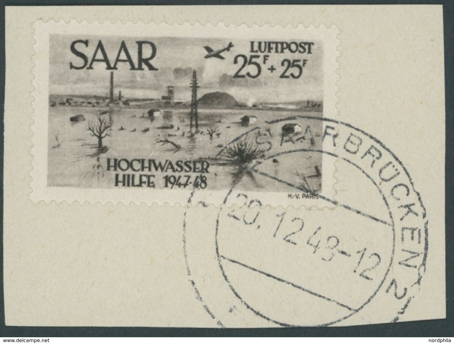 1948, 25 Fr. Flugpost, Prachtbriefstück, Kurzbefund Geigle, Mi. (300.-) -> Automatically Generated Translation: 1948, 25 - Altri & Non Classificati