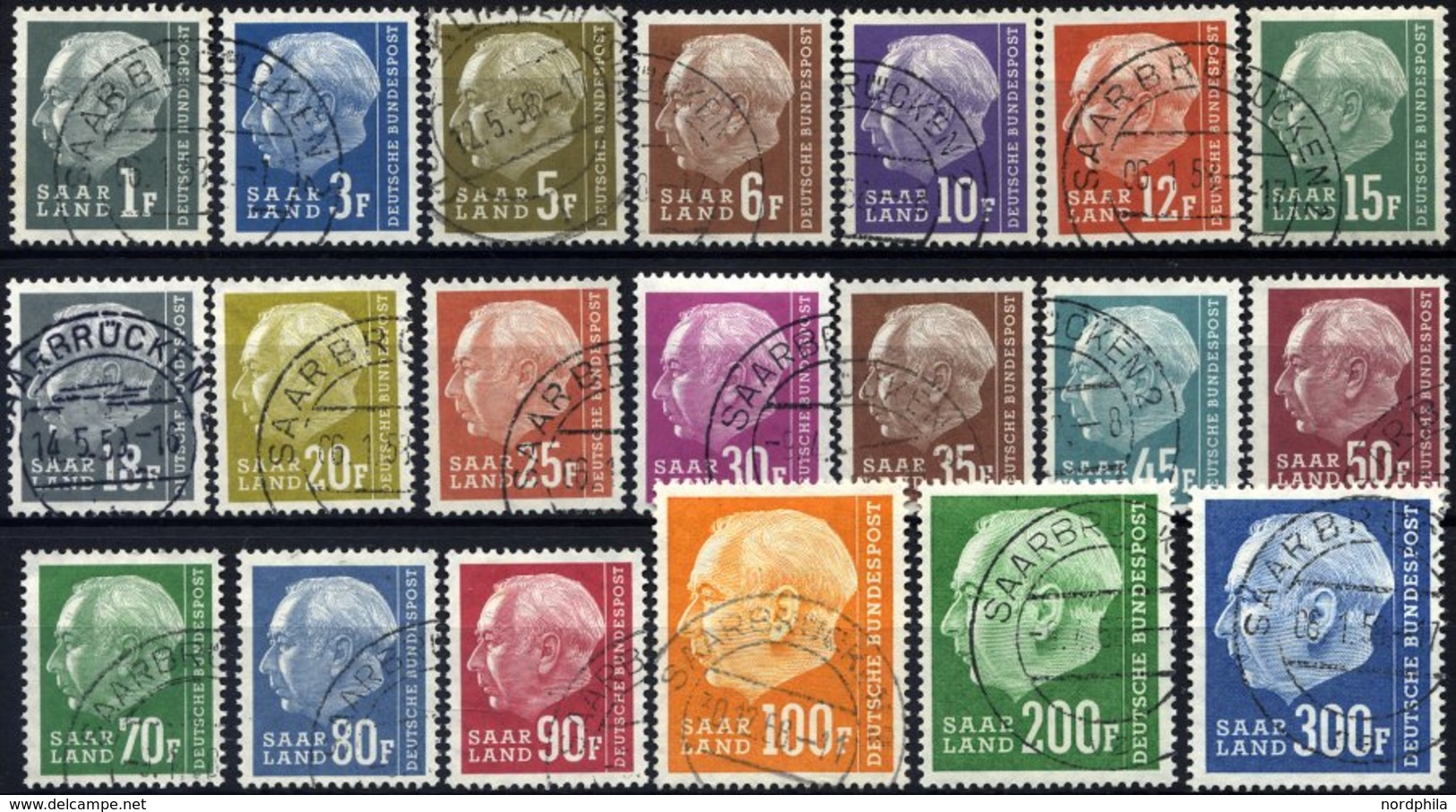 SAARLAND 409-28 O, 1957, Heuß II, Prachtsatz, Mi. 120.- - Sonstige & Ohne Zuordnung