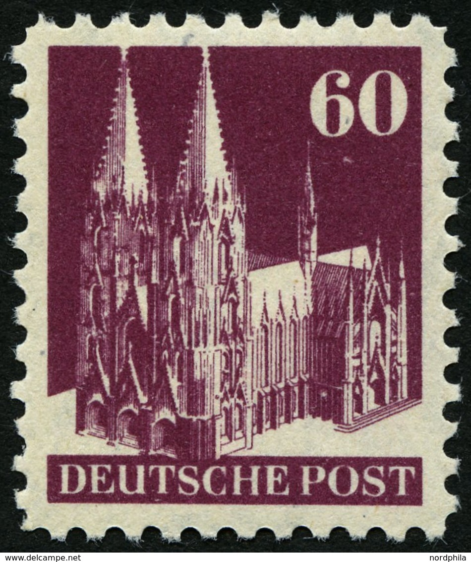 AMERIK. U. BRITISCHE ZONE 93IXB *, 1948, 60 Pf. Dunkelbraunlila, Type I, Wz. 1X, Gezähnt L 11, Falzrest, Pracht, Mi. 60. - Sonstige & Ohne Zuordnung