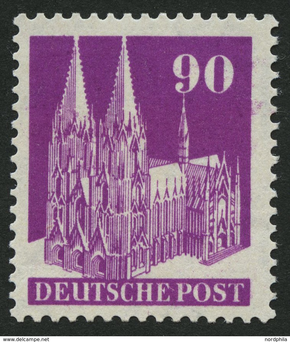 AMERIK. U. BRITISCHE ZONE 96IIIWA **, 1949, 90 Pf. Lilapurpur, Type III, Gezähnt K 14:141/4, Pracht, Mi. 220.- - Sonstige & Ohne Zuordnung