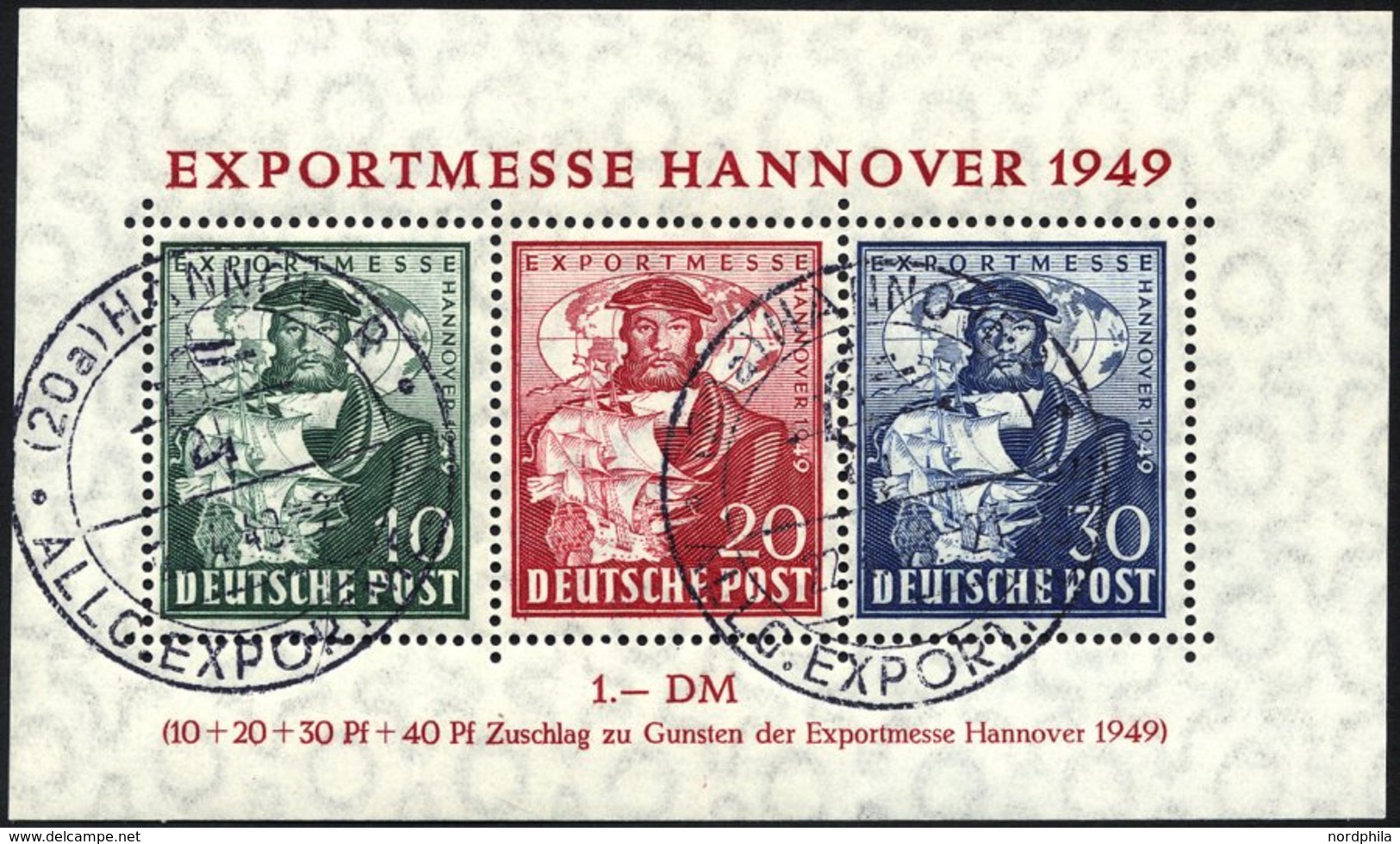 AMERIK. U. BRITISCHE ZONE Bl. 1a O, 1949, Block Exportmesse, Ersttags-Sonderstempel, Pracht, Gepr. Schlegel - Sonstige & Ohne Zuordnung