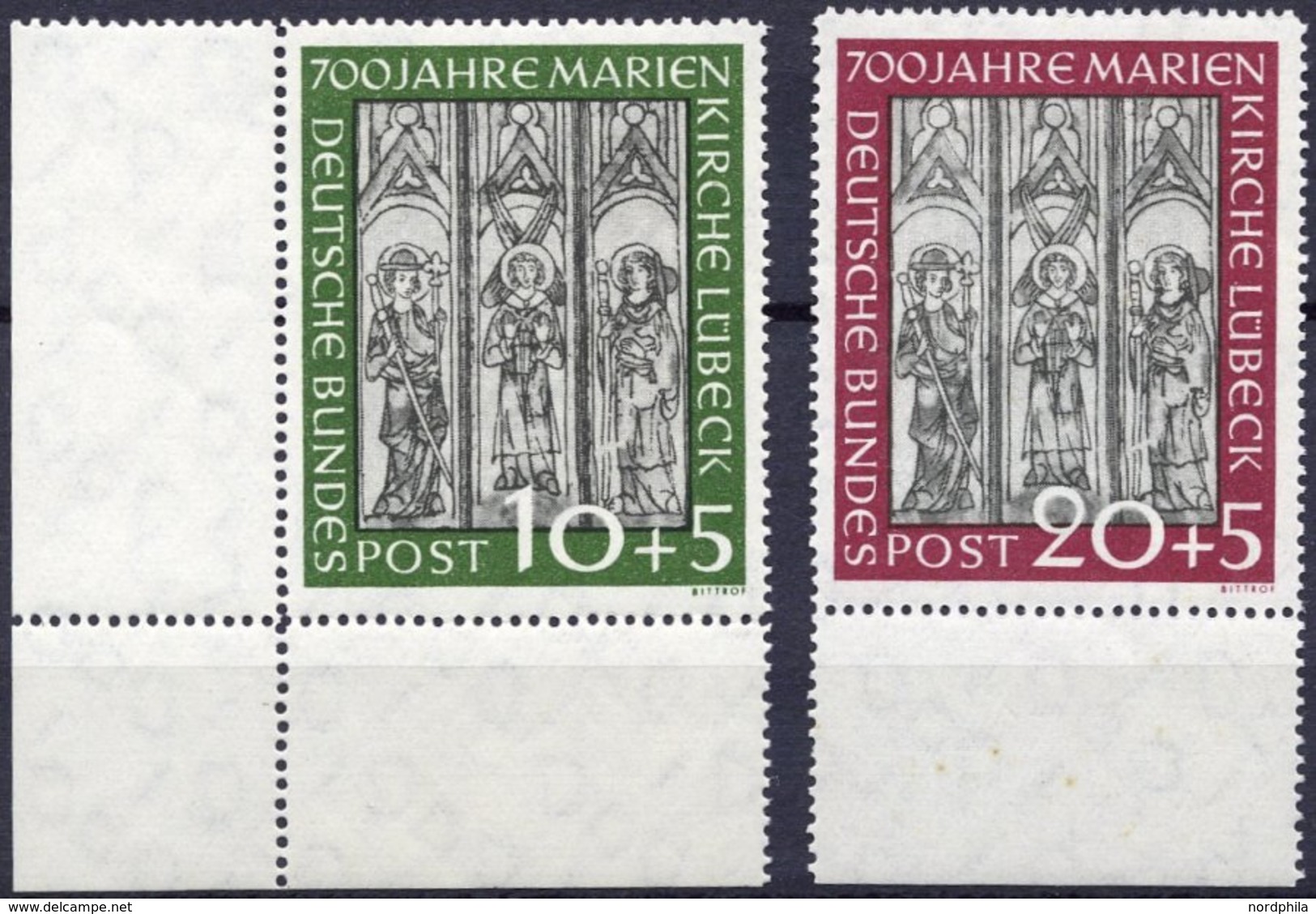 BUNDESREPUBLIK 139/40 **, 1951, Marienkirche, Pracht, Mi. (220.-) - Sonstige & Ohne Zuordnung