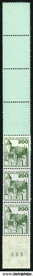 ROLLENMARKEN 920R **, 1977, 200 Pf. Burgen Und Schlösser, RE 5 + 4 Lf, Pracht, Mi. 120.- - Rollenmarken