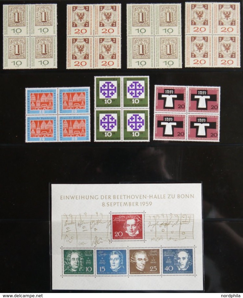 SAMMLUNGEN VB **,* , Sammlung Bundesrepublik Von 1954-65 In Viererblocks, Oberes Paar Jeweils Mit Falzrest, Die Unteren  - Sonstige & Ohne Zuordnung