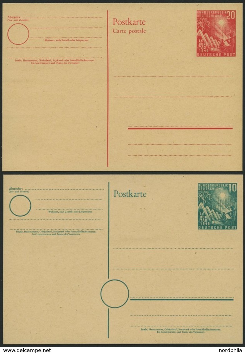 GANZSACHEN PSo 1/2 BRIEF, 1949, Bundestag, Ungebraucht, 2 Prachtkarten, Mi. 56.- - Sammlungen