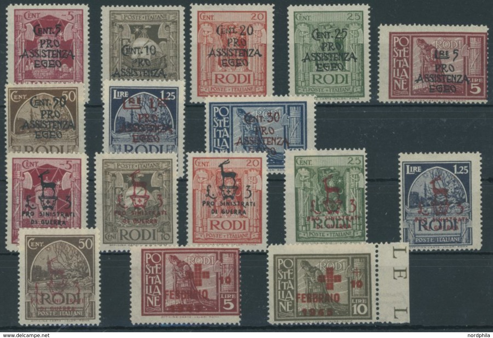 ÄGÄISCHE INSELN ** , 1943-45, 3 Verschiedene Postfrische Prachtsätze: Mi.Nr. 203-10, 215-20 Und 225/6, Mi. 350.- - Ägäis