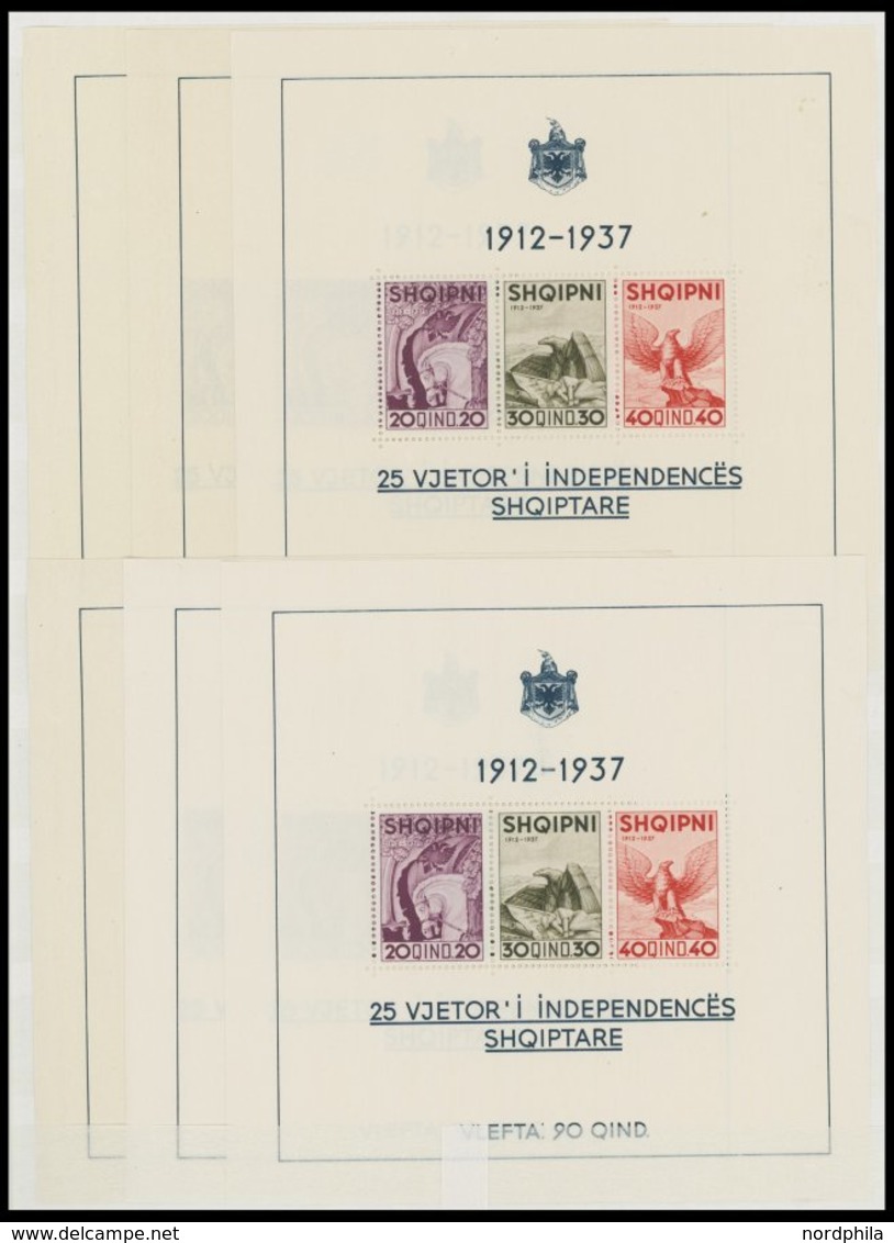 ALBANIEN Bl. 1 **, 1937, Block Unabhängigkeit, 6x, Postfrisch, Pracht, Mi. 180.- - Albanie