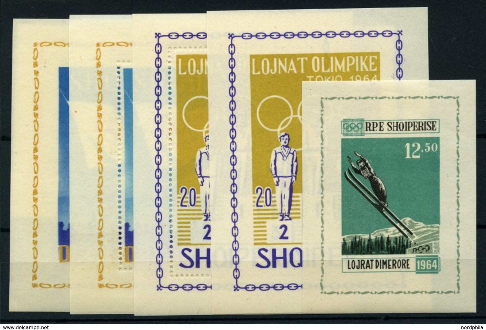 ALBANIEN Bl. **, 1963, 8 Verschiedene Blocks Olympische Spiele: Bl. 19A/B, Bl. 20/1, Bl. 22/3, Bl. 26A/B, Pracht, Mi. 21 - Albania