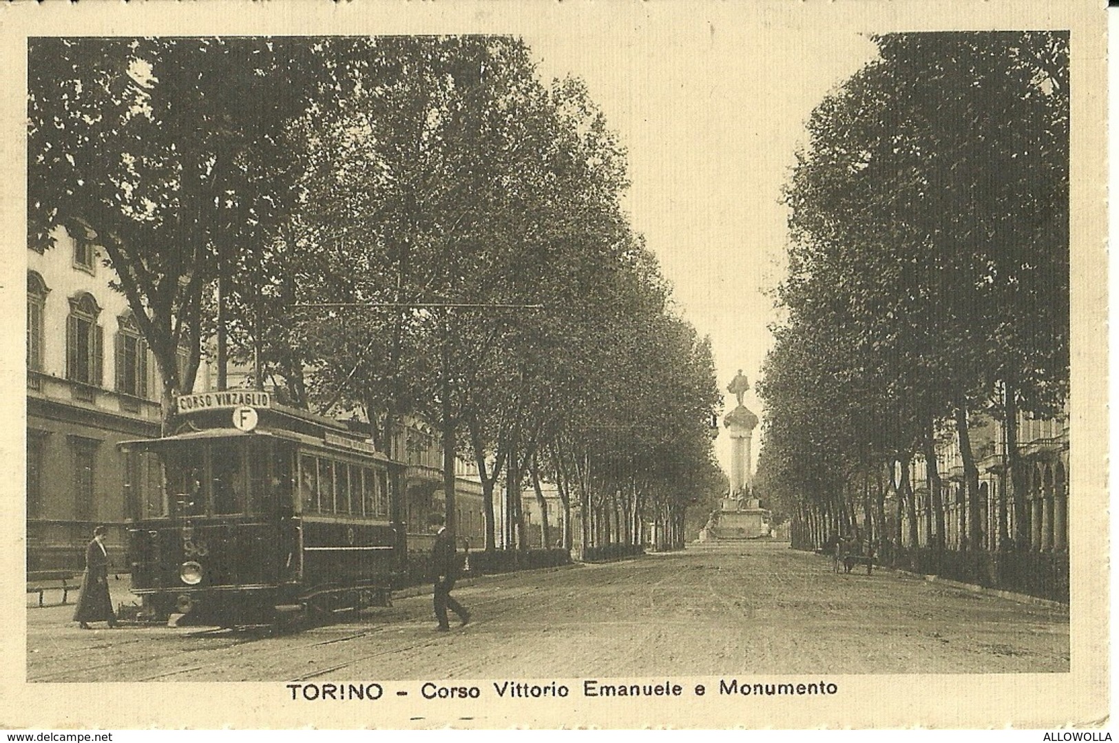 2703 " TORINO - CORSO VITTORIO EMANUELE E MONUMENTO - TRAM F PER CORSO VINZAGLIO " CARTOLINA POSTALE ORIG. SPEDITA - Altri Monumenti, Edifici