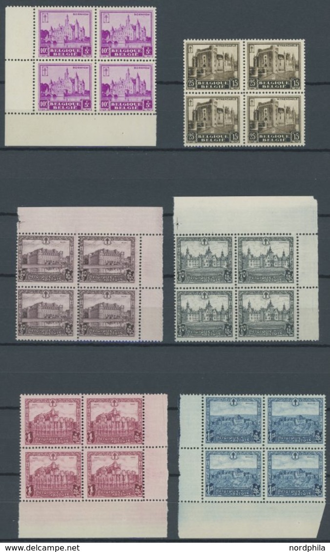 BELGIEN 291-97 VB **, 1930, Burgen Und Schlösser In Viererblocks, Postfrischer Prachtsatz, Mi. 640.- - Sonstige & Ohne Zuordnung