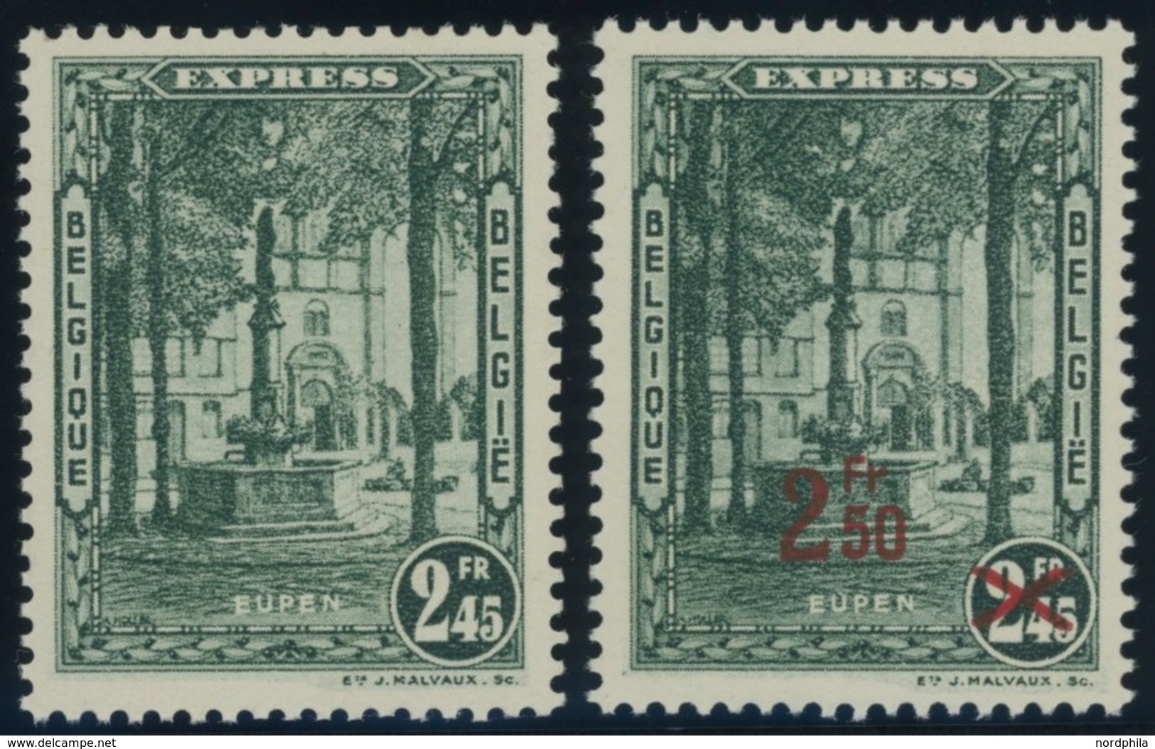 BELGIEN 304,325 **, 1931/2, 2.45 Fr. Und 2.50 Fr. Auf 2.45 Fr. Eilmarke, Postfrisch, 2 Prachtwerte, Mi. 120.- - Sonstige & Ohne Zuordnung