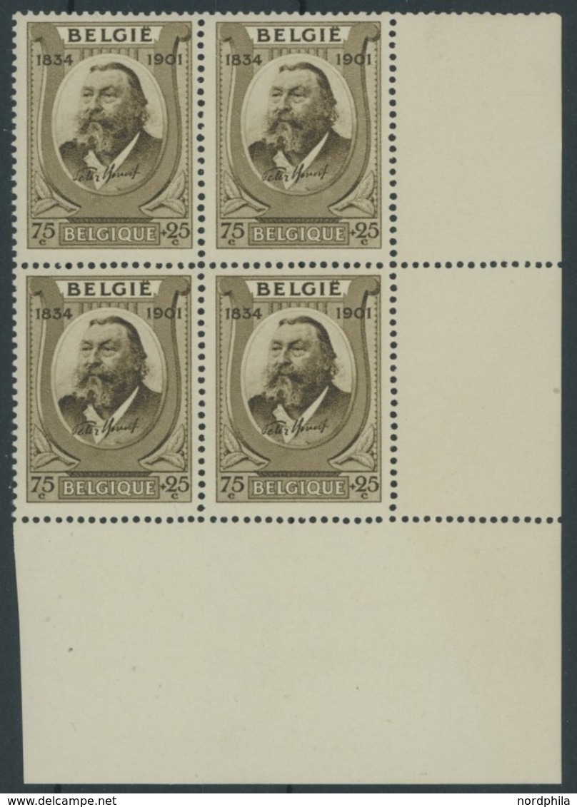 BELGIEN 377 VB **, 1934, 75 C. Benoit Im Unteren Rechten Eckrandviererblock, Postfrisch, Pracht, Mi. 68.- - Sonstige & Ohne Zuordnung