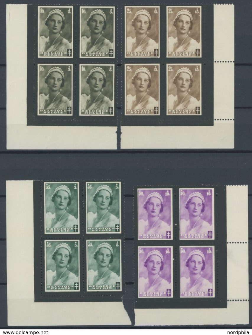 BELGIEN 407-14 VB **, 1935, Tuberkulose In Unteren Eckrandviererblocks, Postfrisch, Pracht, Mi. 88.- - Sonstige & Ohne Zuordnung