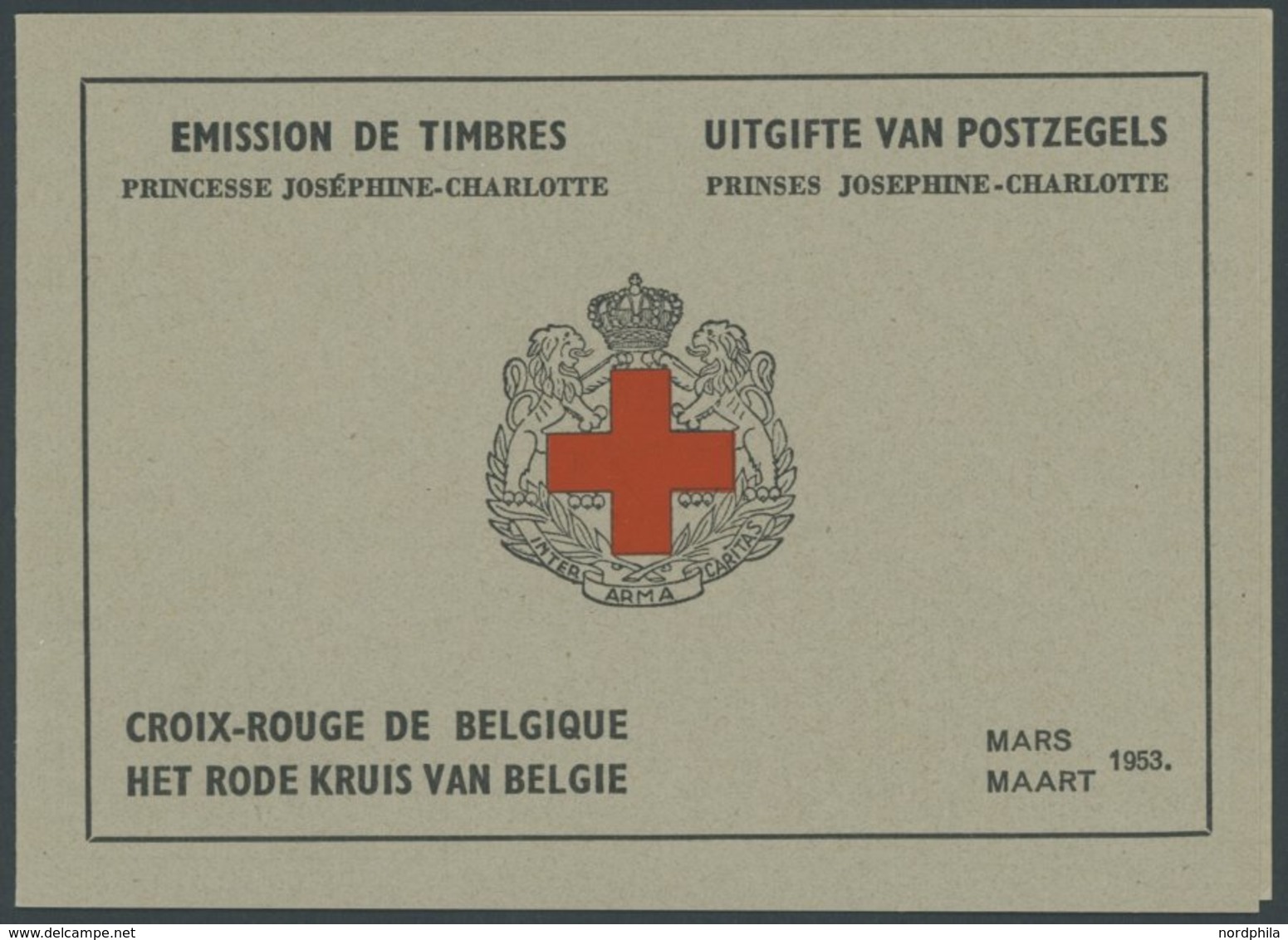 BELGIEN MH I **, 1953, 2 Fr. Rotes Kreuz Im Markenheftchen, Oberer Heftchenblatttext In Französisch, Pracht, Mi. 80.- - Sonstige & Ohne Zuordnung
