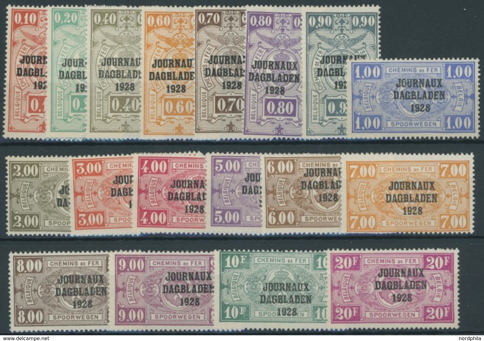 ZEITUNGSPAKETMARKEN Z 1-19 **, 1928, JOURNAUX DAGBLADEN 1928, Nur Eine 1 Fr. Marke, Postfrisch, 18 Werte Feinst/Pracht,  - Giornali [JO]