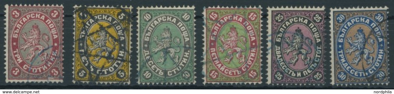 BULGARIEN 6-11 O, 1881, 3 - 30 St. Wappenlöwe, Prachtsatz, Mi. 180.- - Autres & Non Classés