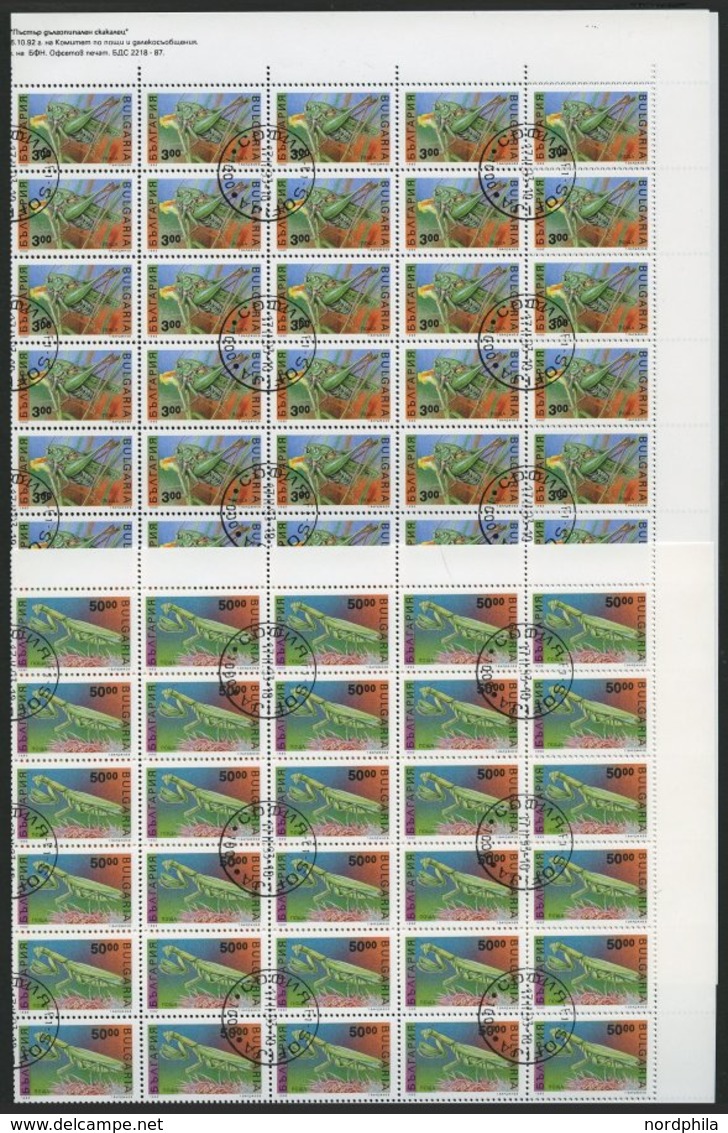BULGARIEN 4016/7 O, 1992, Insekten Im Bogensatz (100), 1x Gefaltet, Pracht, Mi. 250.- - Altri & Non Classificati