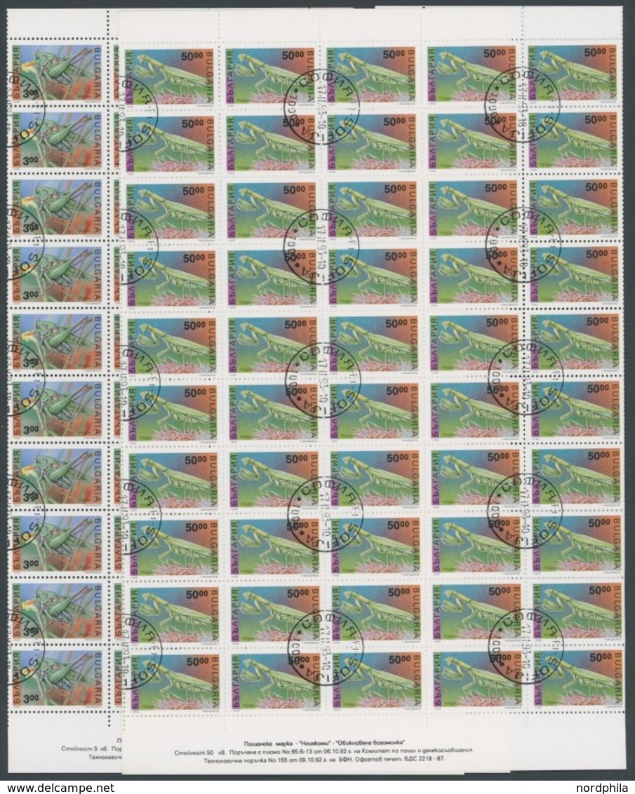 BULGARIEN 4016/7 O, 1992, Insekten Im Bogensatz (100) Mit Zentrischen Stempeln, 2x Gefaltet, Pracht, Mi. 250.- - Sonstige & Ohne Zuordnung