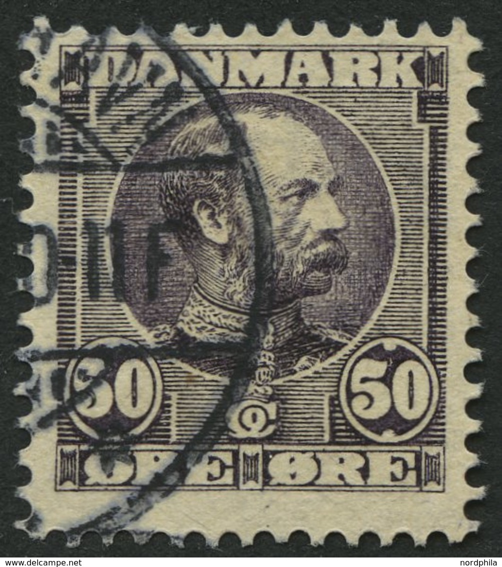 DÄNEMARK 51 O, 1904, 50 Ø Dunkellila, Pracht, Mi. 50.- - Gebraucht