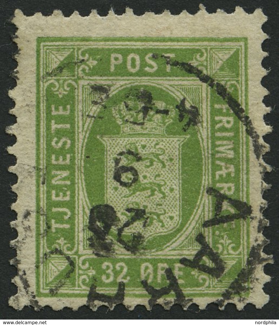 DIENSTMARKEN D 7 O, 1881, 32 ø Gelbgrün (Facit TJ 9b), Pracht, Facit 550.- Skr. - Service