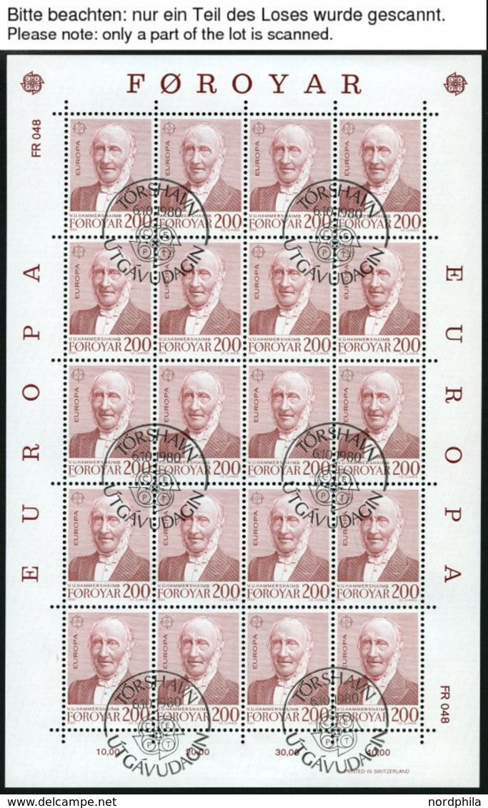 FÄRÖER KB O, 1980-90, Europa, 10 Kleinbogensätze (ohne 1988) Mit Ersttagsstempeln, Pracht, Mi. 400.- - Sonstige & Ohne Zuordnung