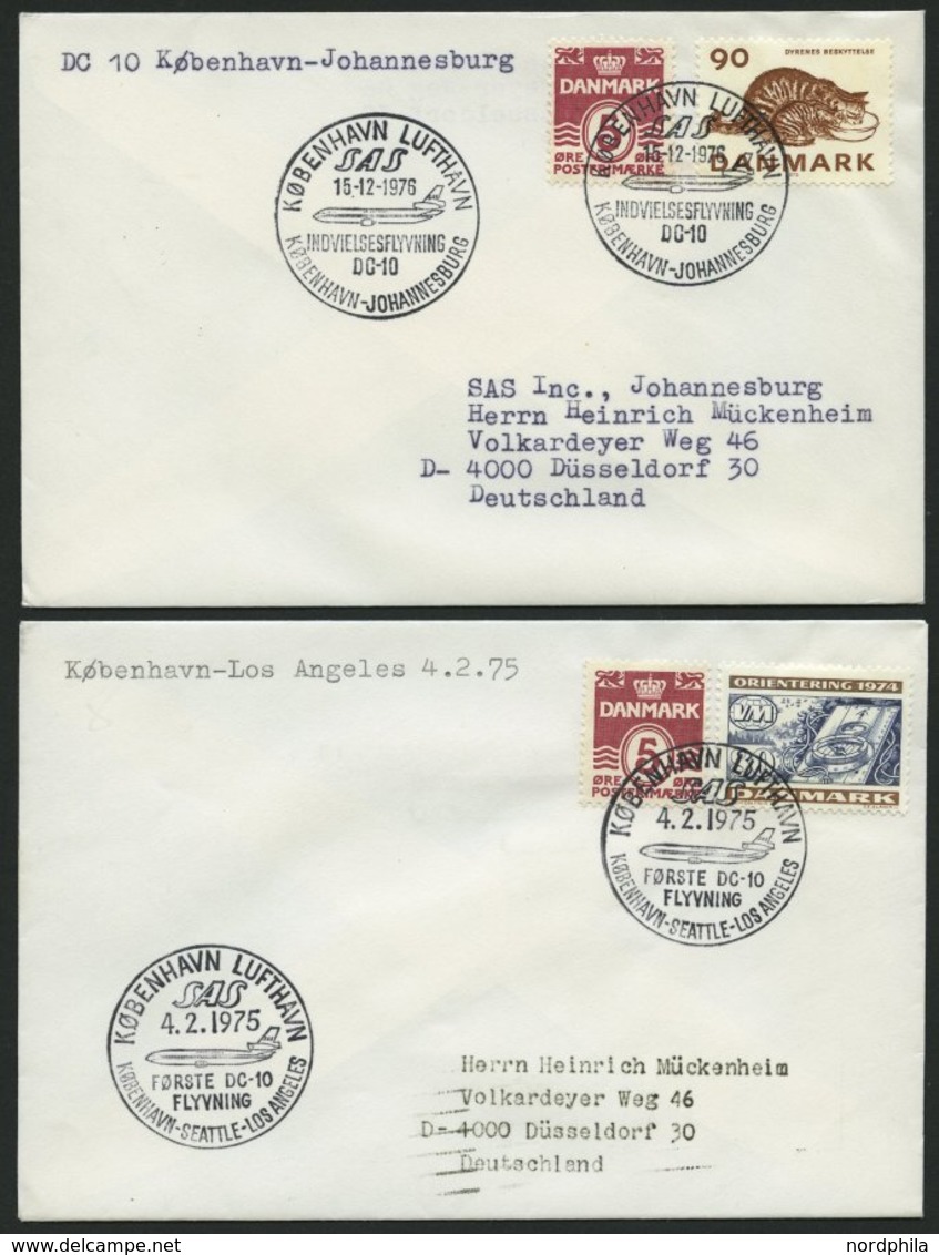 ERSTFLÜGE 1957-76, 4 Verschiedene SAS-Flugpostbelege, Pracht - Altri & Non Classificati