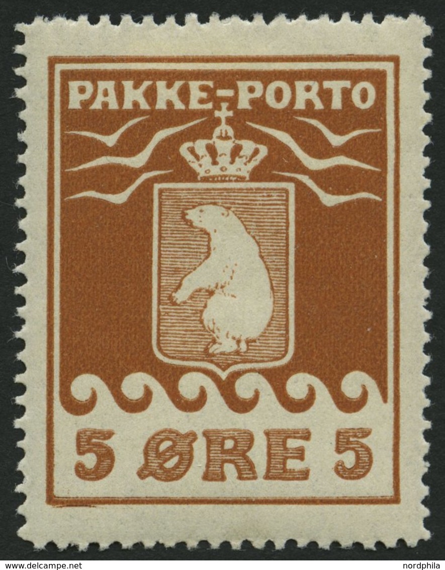 GRÖNLAND - PAKKE-PORTO 6A *, 1924, 5 Ø Hellrotbraun, (Facit P 6II), Falzreste, Pracht - Paketmarken