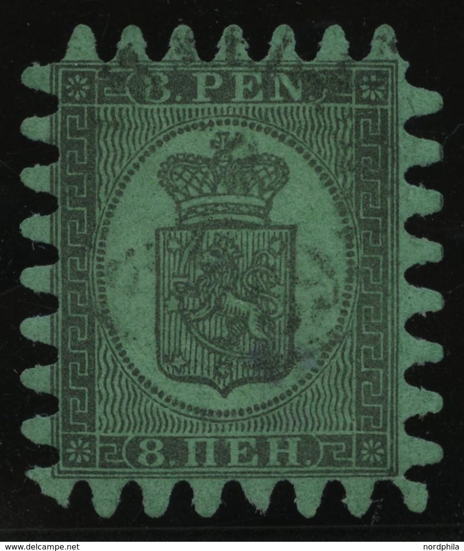 FINNLAND 6Cx O, 1867, 8 P. Schwarz Auf Grün, Praktisch Alle Zungen, Pracht - Altri & Non Classificati