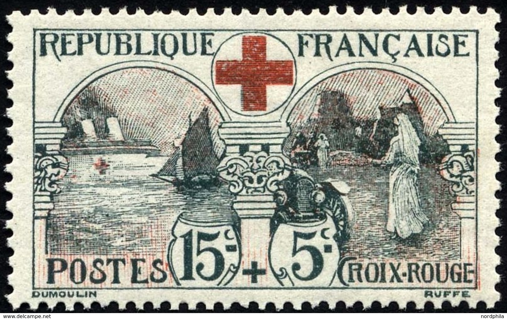 FRANKREICH 136 *, 1918, 15 C. Rotes Kreuz, Falzrest, Pracht, Mi. 150.- - Autres & Non Classés