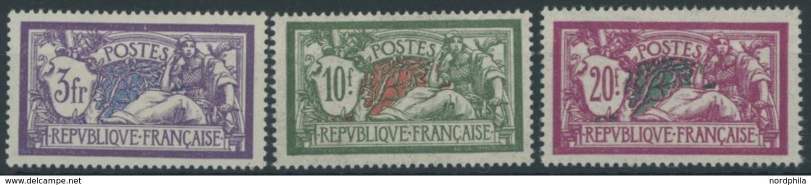 FRANKREICH 181-83 **, 1925, Allegorie, 20 Fr. Herstellungsbedingte Leichte Gummiknitter, Postfrischer Prachtsatz, Mi. 70 - Altri & Non Classificati