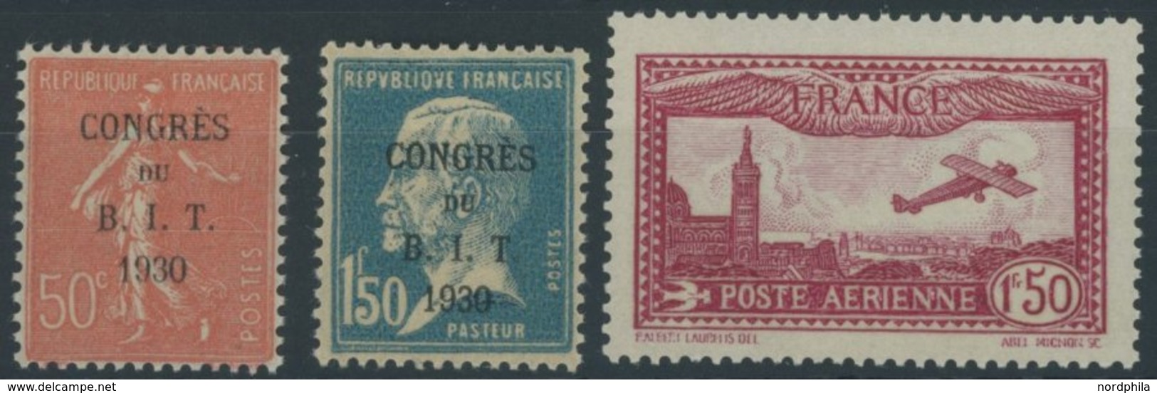 FRANKREICH 249-51 **, 1930, Arbeitsamt Und Flugpost, Postfrisch, 3 Prachtwerte, Mi. 73.- - Sonstige & Ohne Zuordnung