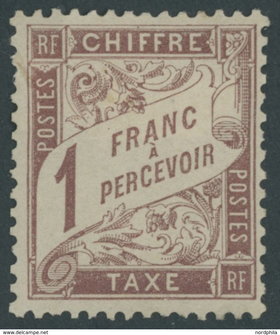 1884, 1 Fr. Rotbraun, Falzreste, üblich Gezähnt Pracht, Mi. 600.- -> Automatically Generated Translation: 1884, 1 Fr. Re - Timbres-taxe