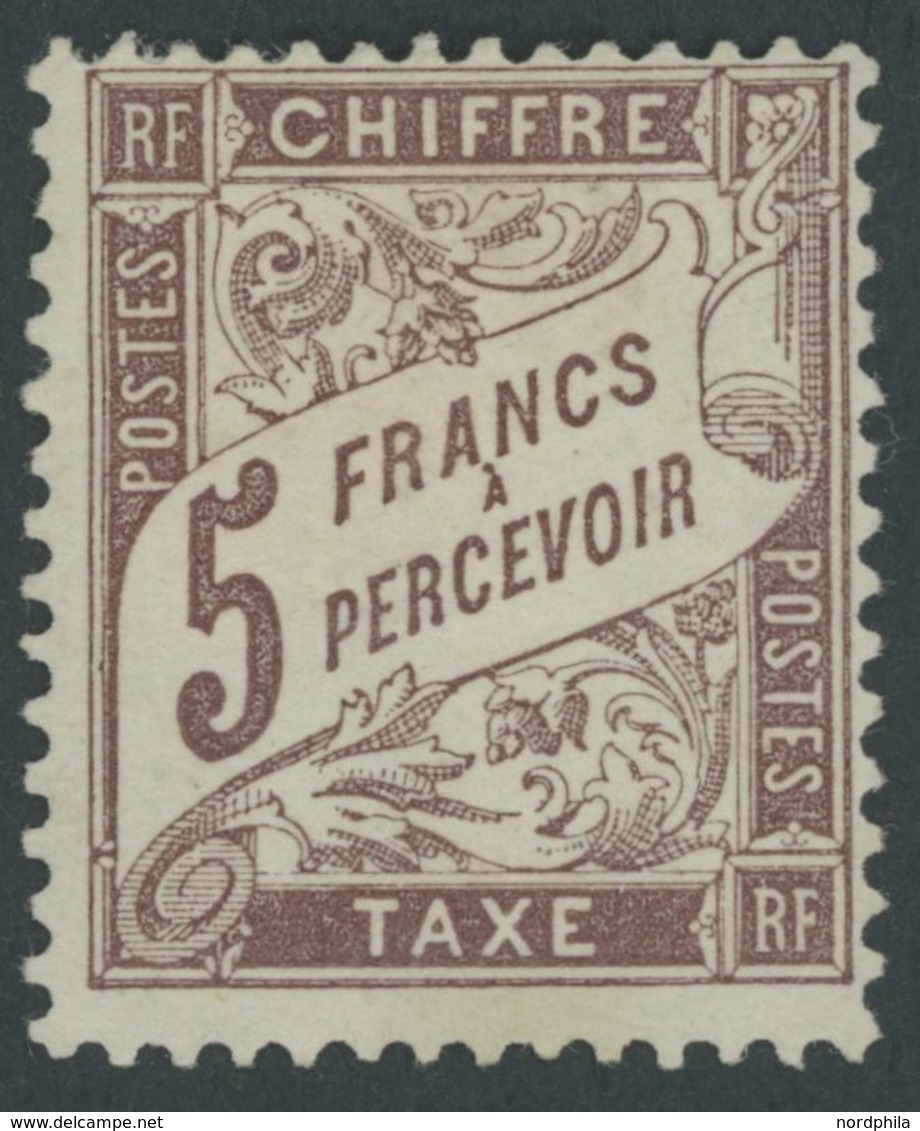 1884, 5 Fr. Rotbraun, Feinst (stärkere Falzreste Und Kleiner Eckbug), Mi. 650.- -> Automatically Generated Translation:  - Timbres-taxe