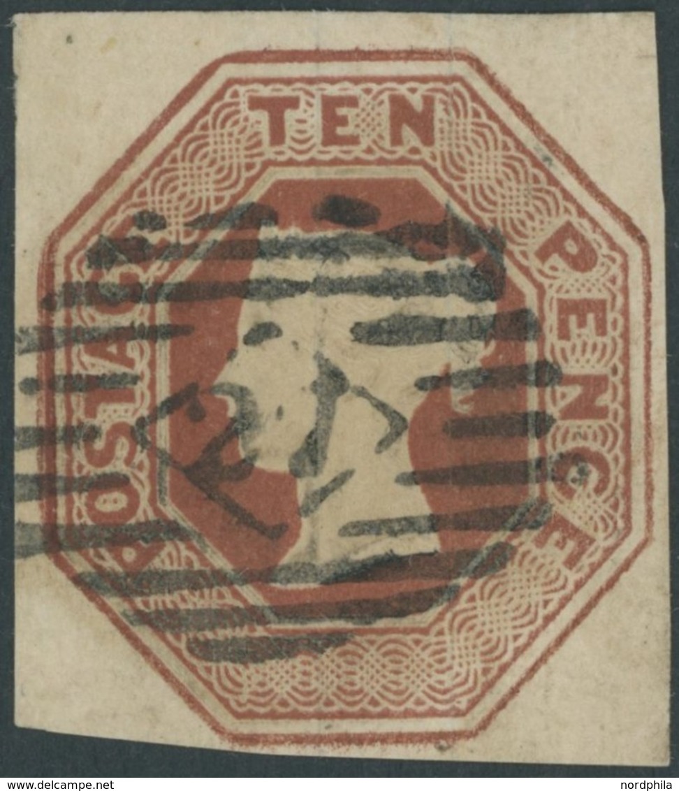 GROSSBRITANNIEN 6 O, 1848, 10 P. Rotbraun, Nummernstempel 21, Vollrandig, Pracht, Mi. 800.- - Autres & Non Classés