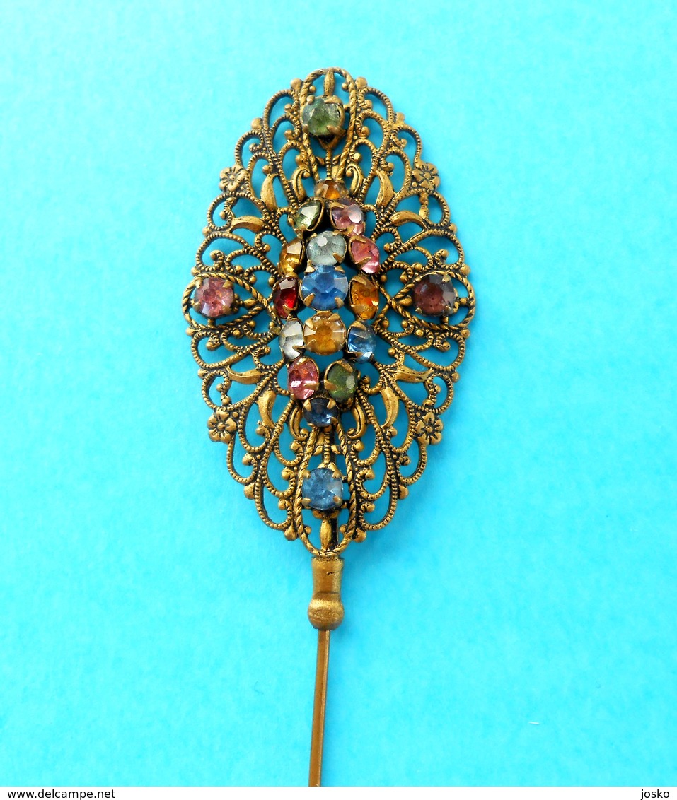 BEAUTIFULL ANTIQUE BRASS HAIR PIN ... In Top Condition * Ancien épingle à Cheveux Haarnadel Forcina Horquilla - Accessoires