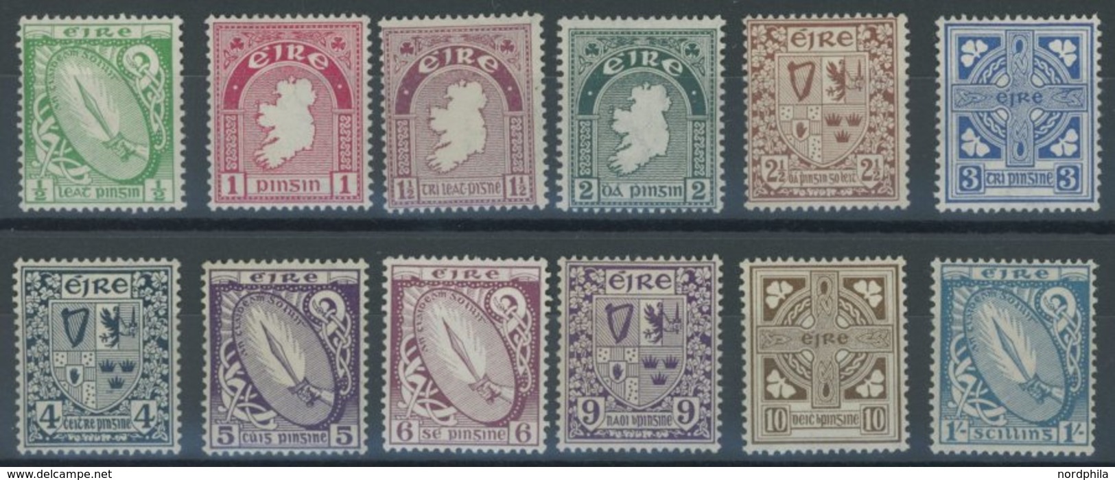 IRLAND 40-51A *, 1922, Nationale Symbole, Wz. 1, Falzrest, Prachtsatz - Sonstige & Ohne Zuordnung